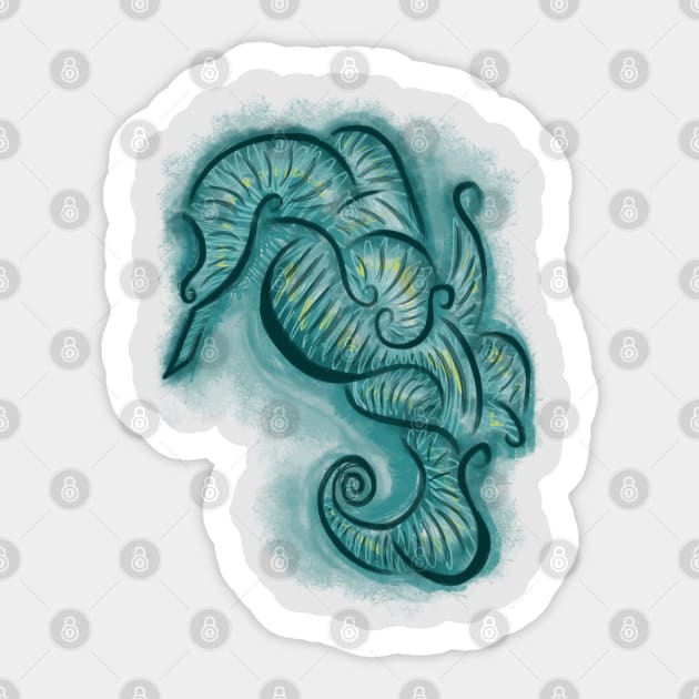 Blue Seahorse Sticker by njonestees